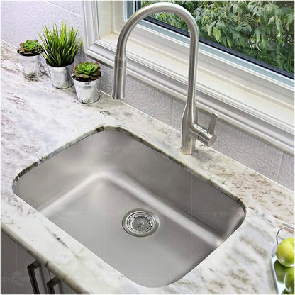 Highcraft 9733 Kitchen Sink (3-1/2'' Inch) Stainless Steel Drain Assembly With Strainer Basket-and Rubber Stopper, 3.5