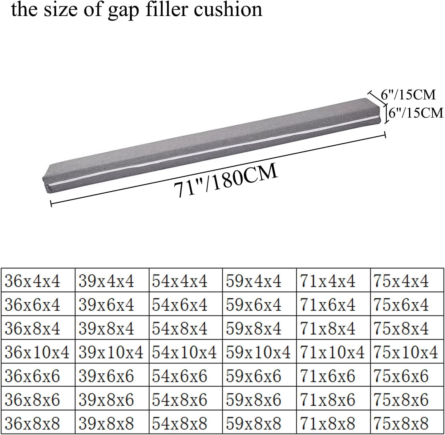 SAMTY Bed Gap Filler for headboard Space Gap Filler Bolster Stopper 54x6x4 | Full Bed, Closes Gaps Between Headboard And Mattress With Supportive Foam And Removable Washable Linen Cover