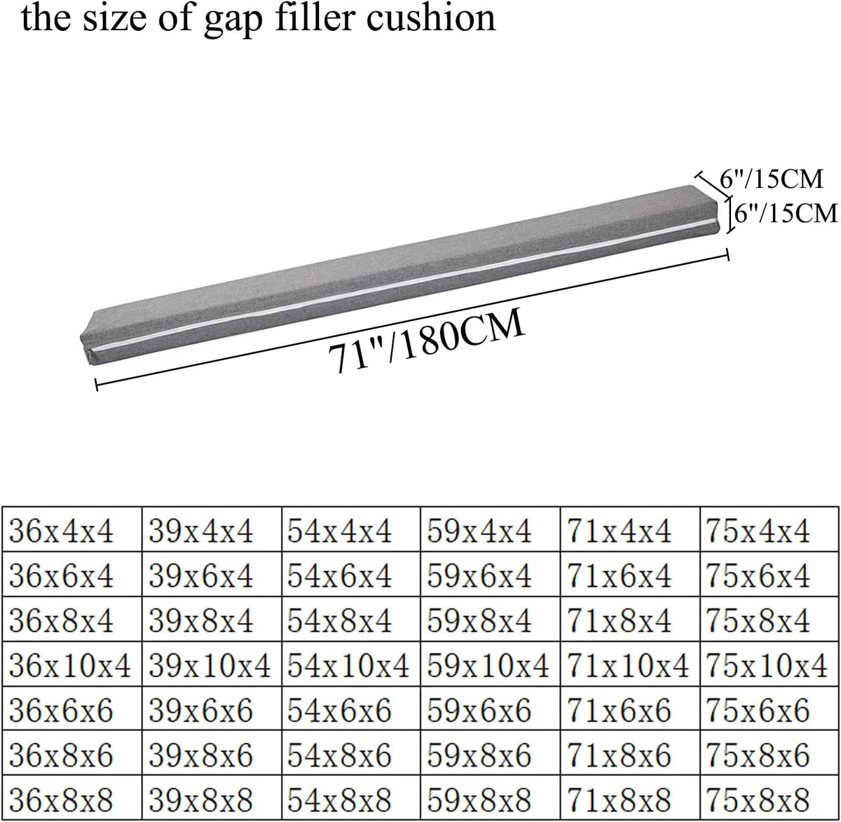 SAMTY Bed Gap Filler for headboard Space Gap Filler Bolster Stopper 54x6x4