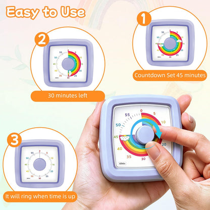 Visual Timer for Kids 60 Minute Countdown Clock – Silent Cube Timer with Rainbow Cloud Design, Plastic Kids Visual Timer, Toddler Timers for Classroom Home Kitchen Study Tools, Green