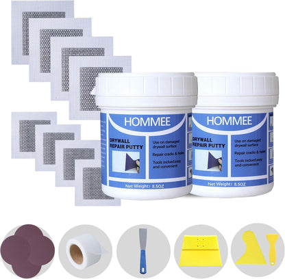 Drywall Repair Kit,Drywall Hole Patch Repair Kit,Wall Spackle Paste 9.8OZ to Fix Wall Surface Holes and Creak Damage with White Wall Repair Putty,Scraper,Sanding Pad Fill Quick and Easy Solution