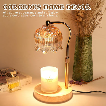 Funistree Flower Candle Warmer Lamp with Timer, Dimmable Candle Lamp Warmer, Christmas Birthday Gifts for Women Mom Her, Housewarming Home Decor, Lotus Wax Warmer for Yankee Candles - Lily Amber