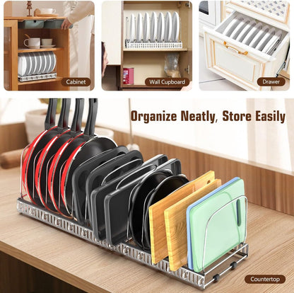 Housolution Cutting Board and Baking Tray Cookie Sheet Organizer, Black | 12"-23" Expandable, 14 Adjustable Dividers, Sturdy Metal Construction, Easy Assembly
