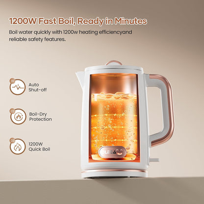 OLEGA Electric Tea Kettle: 1200W Fast Boil Electric Water Kettles 1.5L
