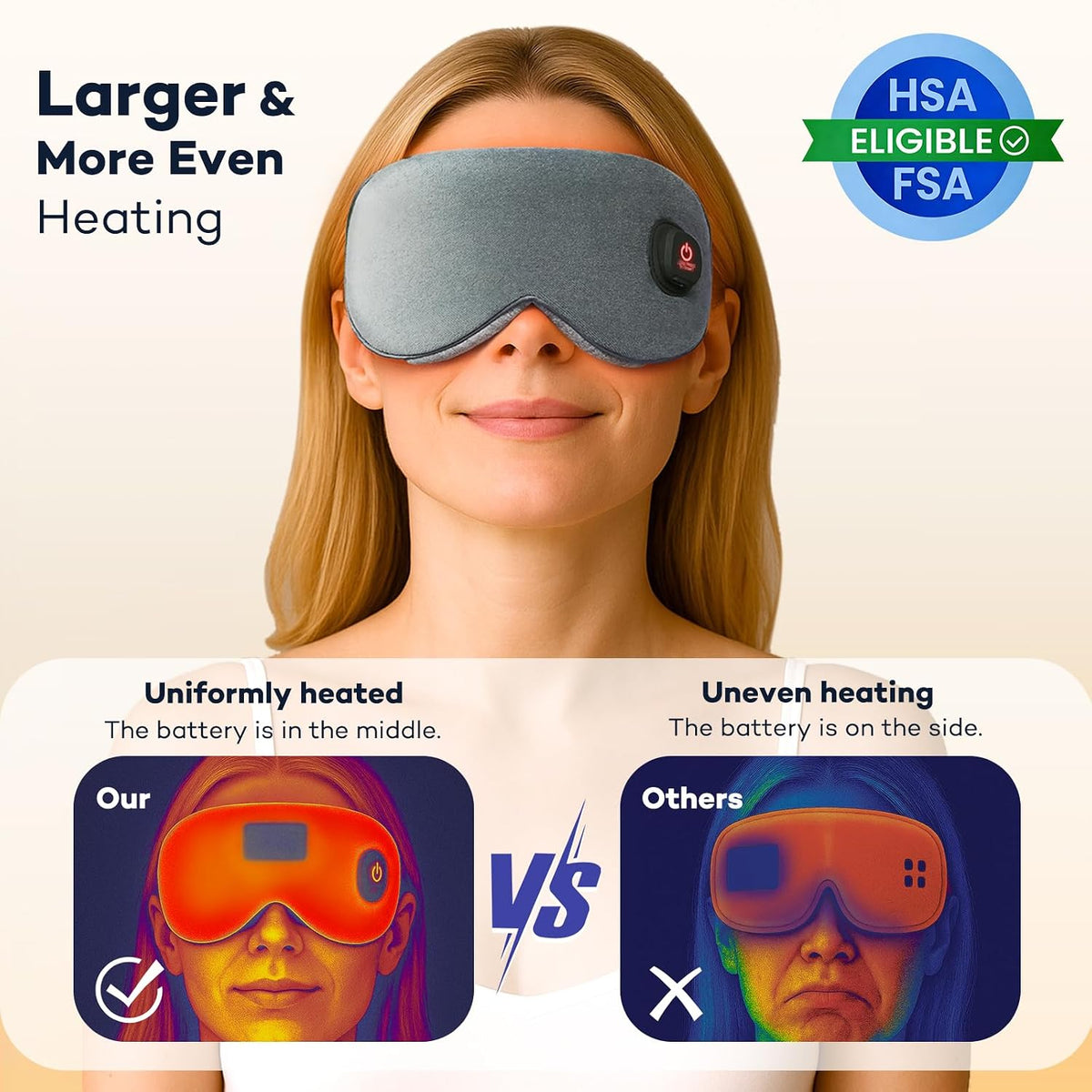 Ezona Heated Eye Mask, Cotton Cordless Warm Eye Compress Mask for Dry Eyes