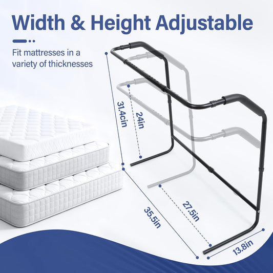 Blanket Lifter for Feet Under Mattress–Height Width Adjustable Bed Cradle Sheet Support, Extra-wide Foot Tent Keep Blankets Off Feet for Post Surgery Recovery Neuropathy Arthritis, 4 Clips Included
