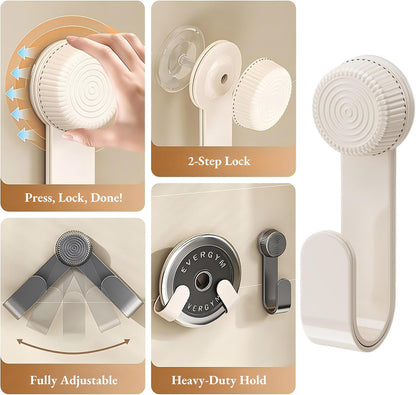 Pot Lid Rack Organizer holder for Cabinet Door/Wall With Suction Cup, No Drilling, Adjustable Rotating Arm Design Fits 6-14" Lids(Cream)