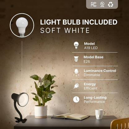Xtricity LED Clip on Desk Lamp with 360° Flexible Gooseneck, White Finish
