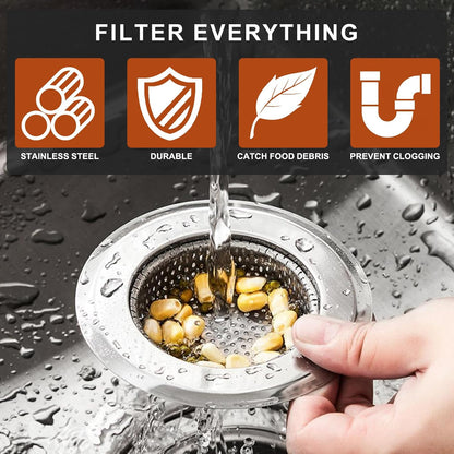 2 pcs Heavy Duty Stainless Steel Slop Basket Filter Trap, 2.75" Top / 1" Mesh Metal Sink Strainer,Perfect for Kitchen Sink/Bathroom Bathtub RV Wash Basin Floor Drain Balcony Drain Hole