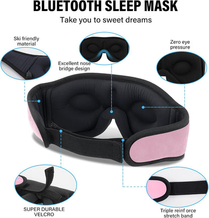 Sleep Headphones,Sleep Mask for Side Sleeper,3D Eye Mask for Sleeping with Stereo Speakers,Bluetooth Headphone,Perfect for Gifts for Women/Men Black