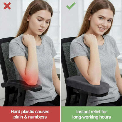 Smiry Memory Foam Office Chair Armrest Pads, Non-Slip Armrest Cushion | Ergonomic Arm Rest Pads with Adjustable Buckles and Straps, Elbow Relief for Desk, Gaming & Wheelchair, Black, Set of 2