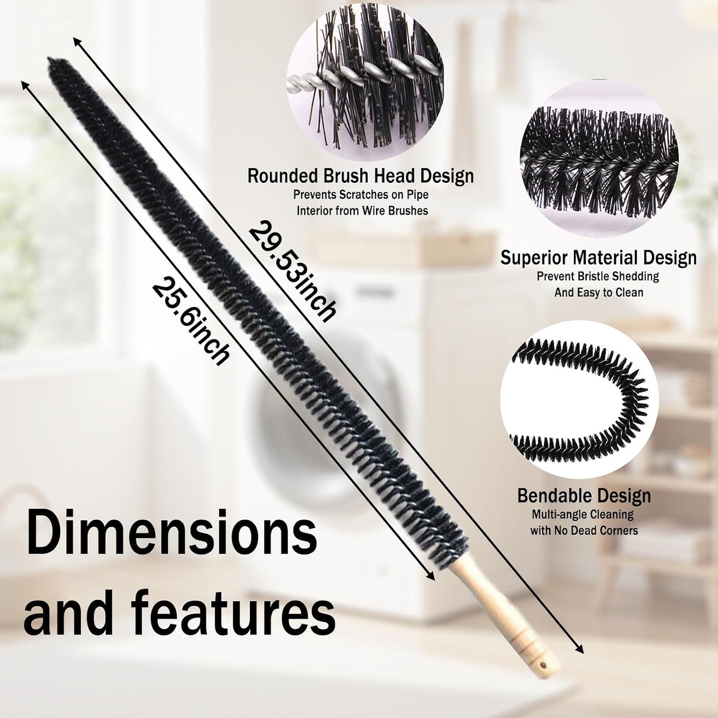 Dryer Lint Brush Vent Cleaner Kit Cleaning Long Flexible Coil Brush(30")