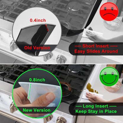 Silicone Stove Counter Gap Cover - 25 Inch Gap Filler 2 Pack Black | Long gap filler seals spills between kitchen appliances Stovetop oven countertop; stove gap cover, gas stove side gap covers