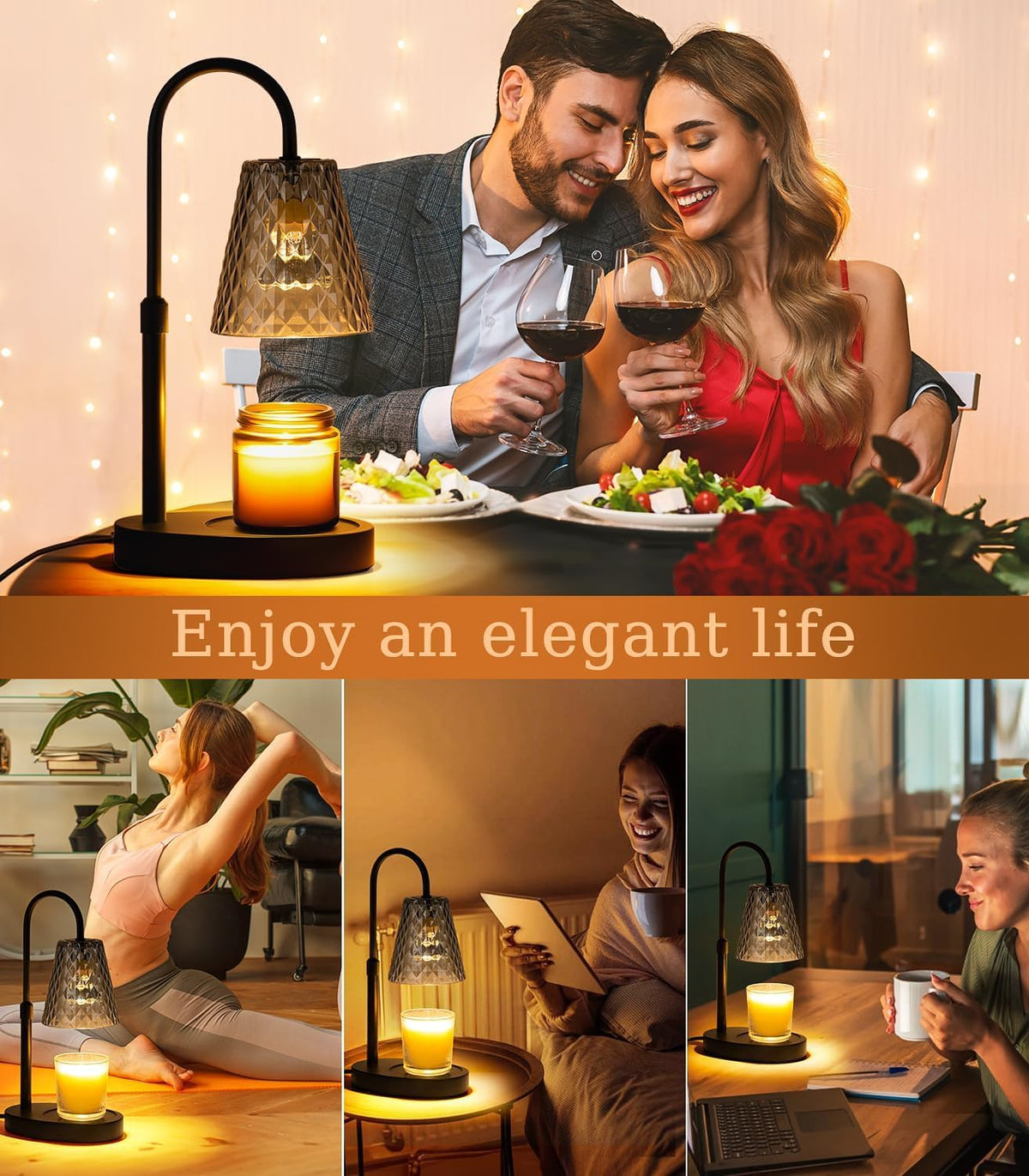 Candle Warmer Lamp with Timer - Electric Candles Wax Warmers Glass Lamps