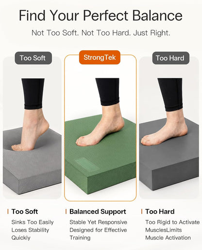 StrongTek Foam Balance Pad, High-Density TPE, 15.8 x 13 x 2 in, Non-Slip | Water-Resistant, Supportive Cushioning, Kneeling Support, Core Strength and Stability Training, Physical Therapy and Yoga