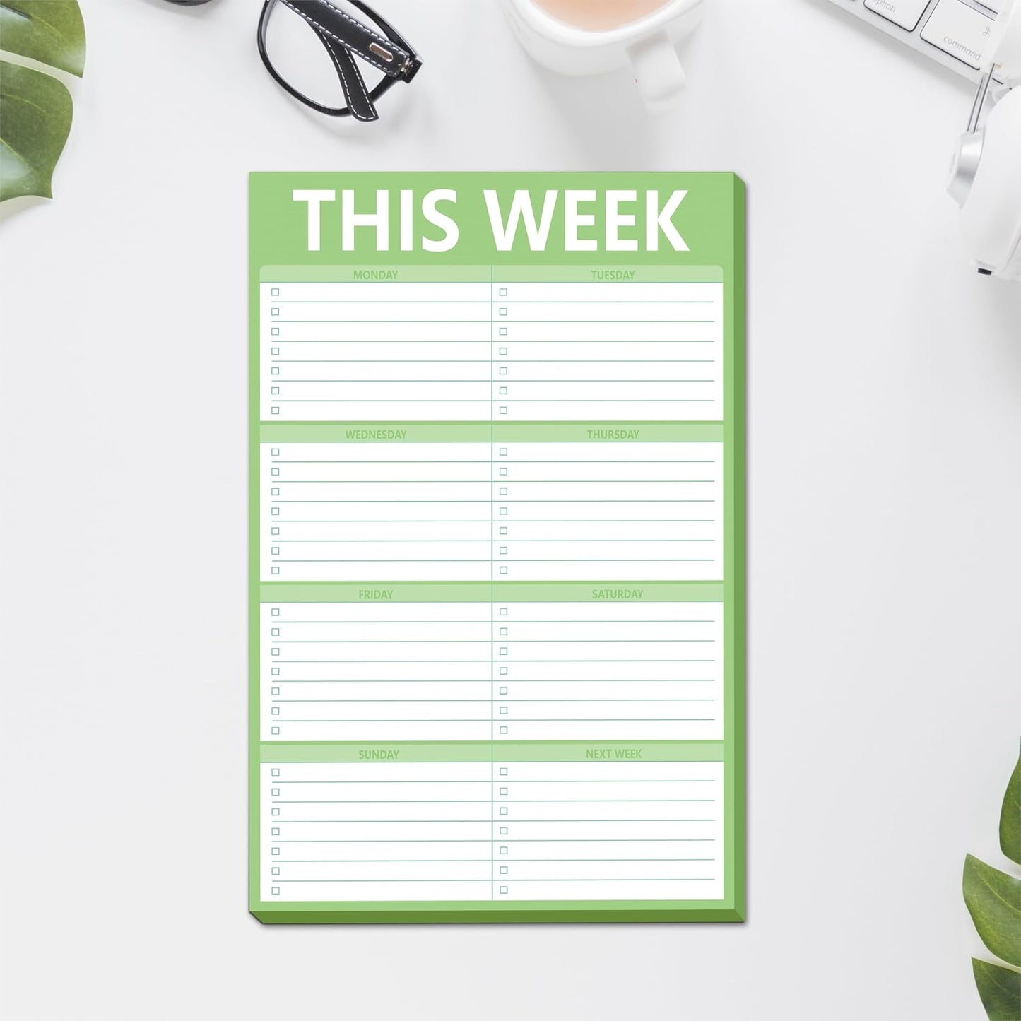 90 Pages Weekly Planner List Note Pad to Do List with Magnet Mountings for Fridge Locker (6" x 9")