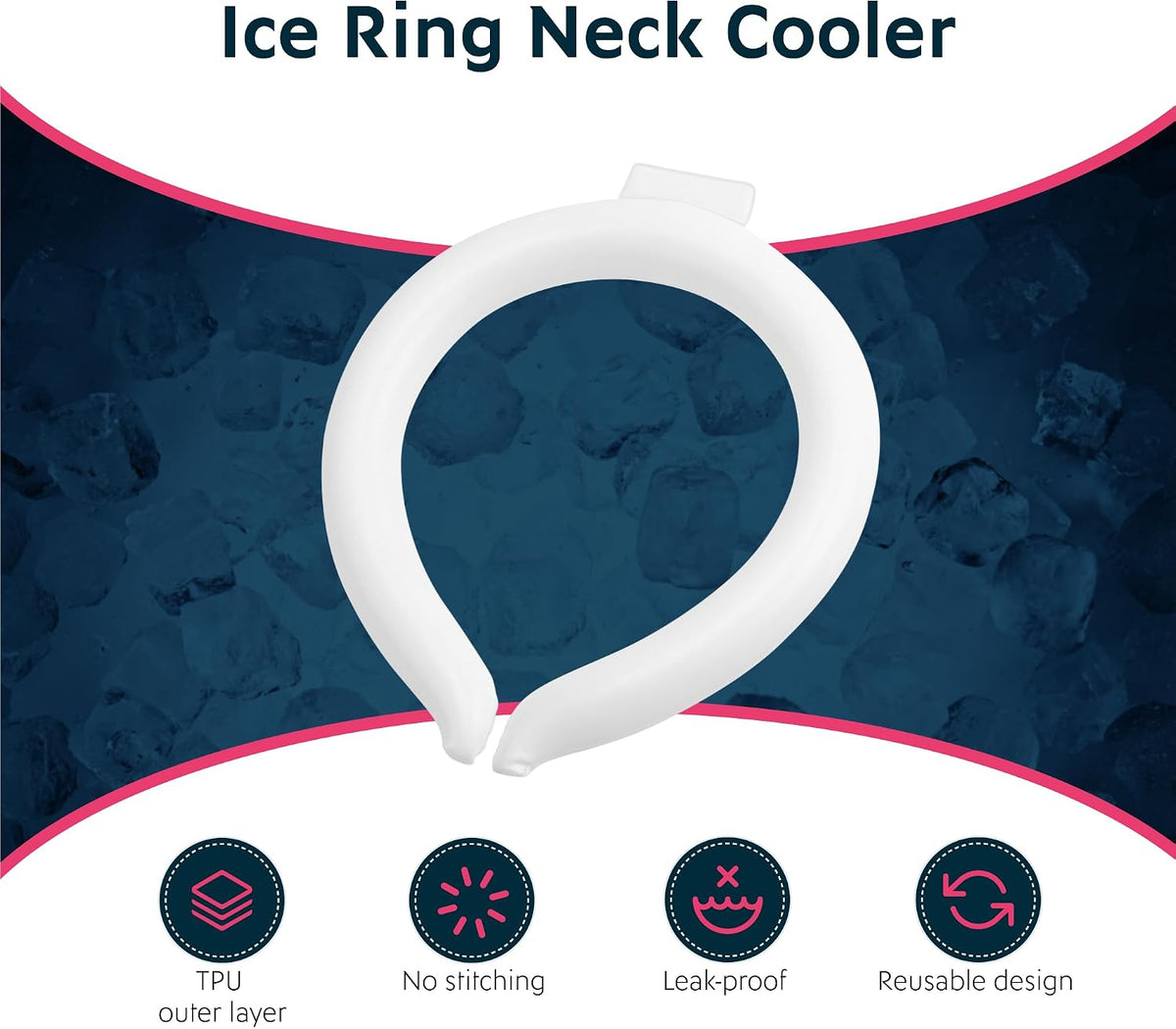 Magic Gel Neck Cooling Tube - Cooling Neck Ring - Reusable Ice Ring Wraps - Necks, Face Ice Coolers - Frozen Cool Wraps, Tubes for Summer Heat, Extremely Hot Weather - 2 Pack, B&W