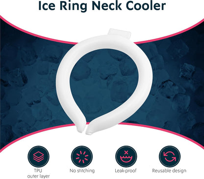 Magic Gel Neck Cooling Tube - Cooling Neck Ring - Reusable Ice Ring Wraps - Necks, Face Ice Coolers - Frozen Cool Wraps, Tubes for Summer Heat, Extremely Hot Weather - 2 Pack, B&W