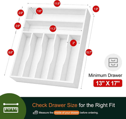 Expandable Bamboo Kitchen Drawer Organizer for Cutlery and Utensils, Adjustable Bamboo Wood Cutlery Tray in Drawer for Flatware and Silverware in Kitchen, (Natural)