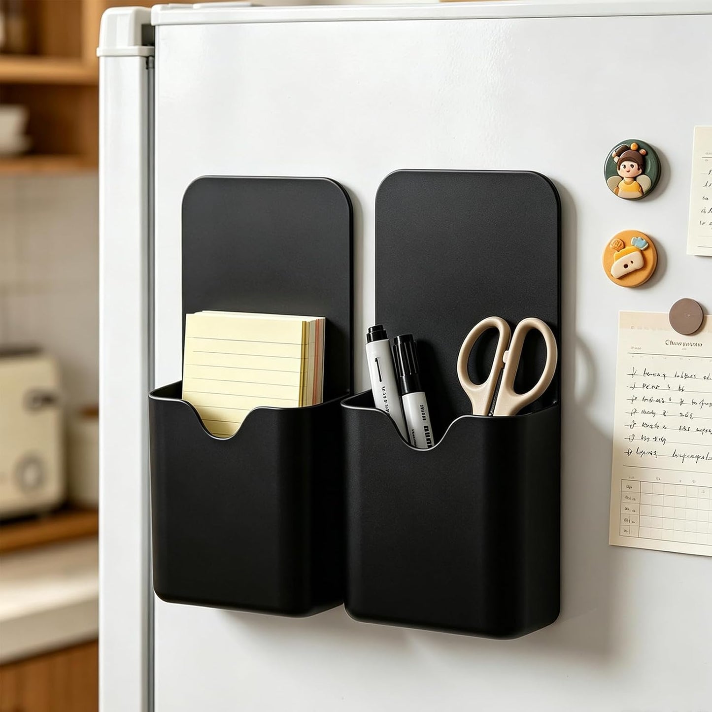 2pcs Magnetic Pen Marker Holders, Magnet Pencil Cup Storage Organizer for Classroom Office Home Locker and Refrigerator Whiteboard Locker (QX107)