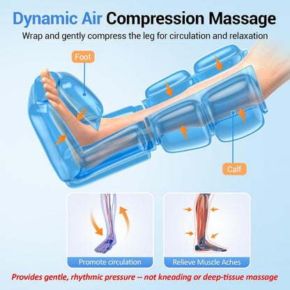 Comfytemp Air Compression Leg Massager for Circulation and Pain Relief FSA | Cordless & Rechargeable, Recovery for Varicose Veins, RLS, Foot and Calf Compression Boots, HSA Eligible (Fit Calf 13"~19")