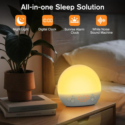 Sunrise Alarm Clock Wake up Light White Noise Sound Machine with Timer