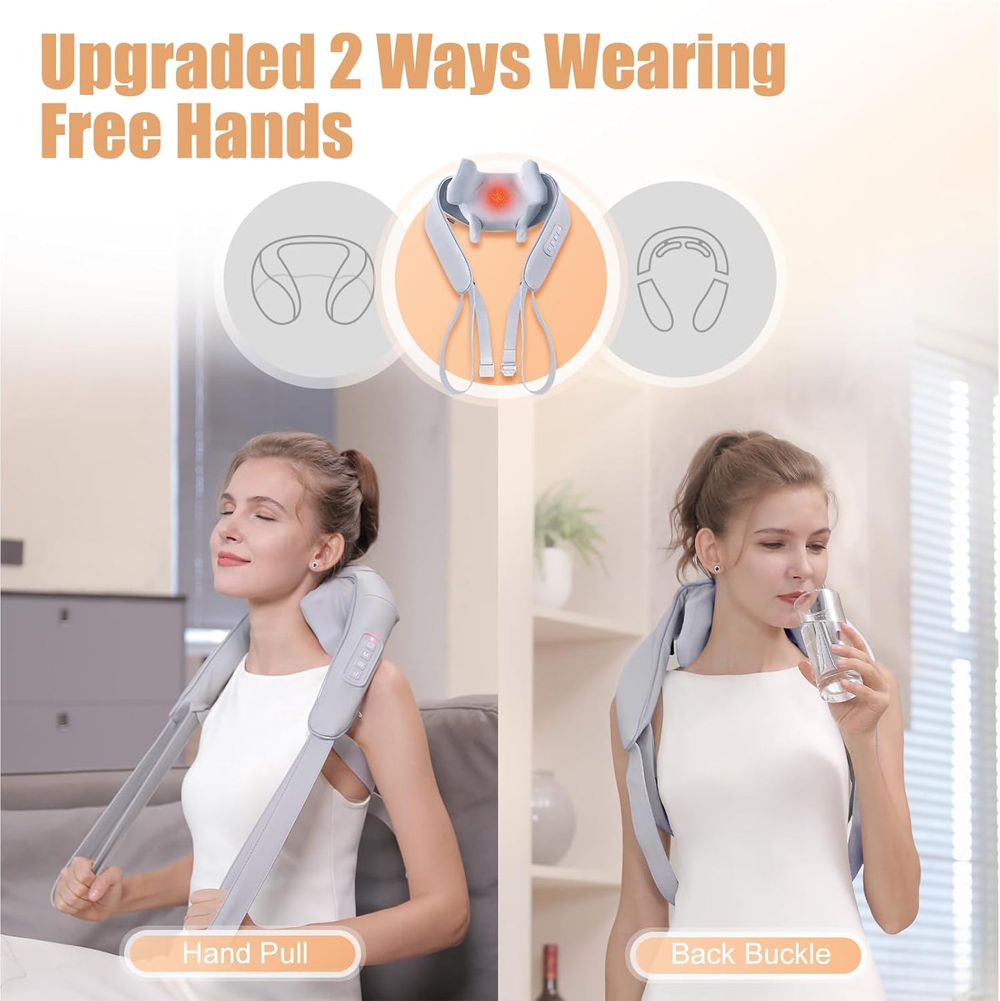 Shiatsu Back and Neck Massager, Cordless Shoulder Massager with Heat, Electric Deep Tissue 3D Kneading Massage Pillow for Shoulder, Leg, Body Muscle Pain Relief, Gifts for Men Women