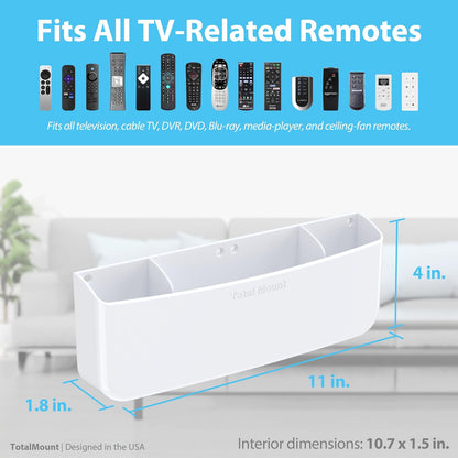 TotalMount Drop-Free Remote Holder – Removable Adhesive Strips – XL Black | Designed in the USA – Simply Put the Remotes In – No Tricky Magnet Alignment Needed (Holds 3 or 4 Remote Controls)