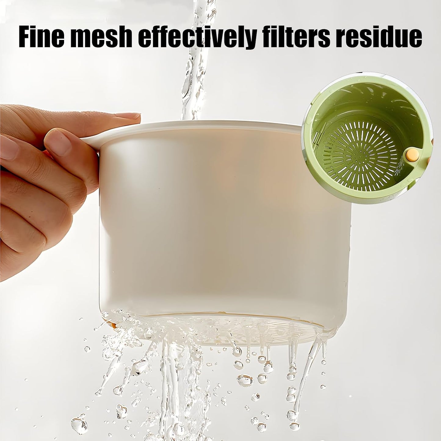 2025 New Faucet Hanging Strainer, Press Automatic Dumping Kitchen Draining Basket, Food Fruit Vegetable Drain Shelf Sink Storage Holder, for Home 、Kitchen (White)