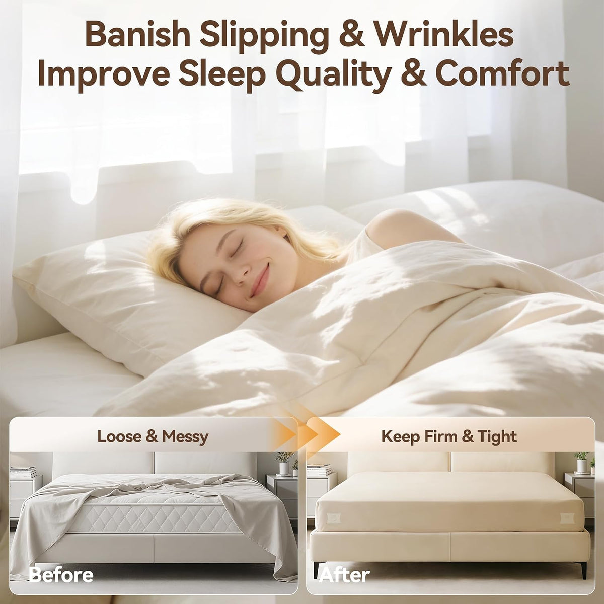 Bed Sheet Holders for Corners and Sides, 4Pcs Heavy Duty Sheet Straps & Grippers, Mattress Sheet Holder Keep Sheets Tight All Night, Universal Fit for Fitted Sheets, Queen King Twin RV