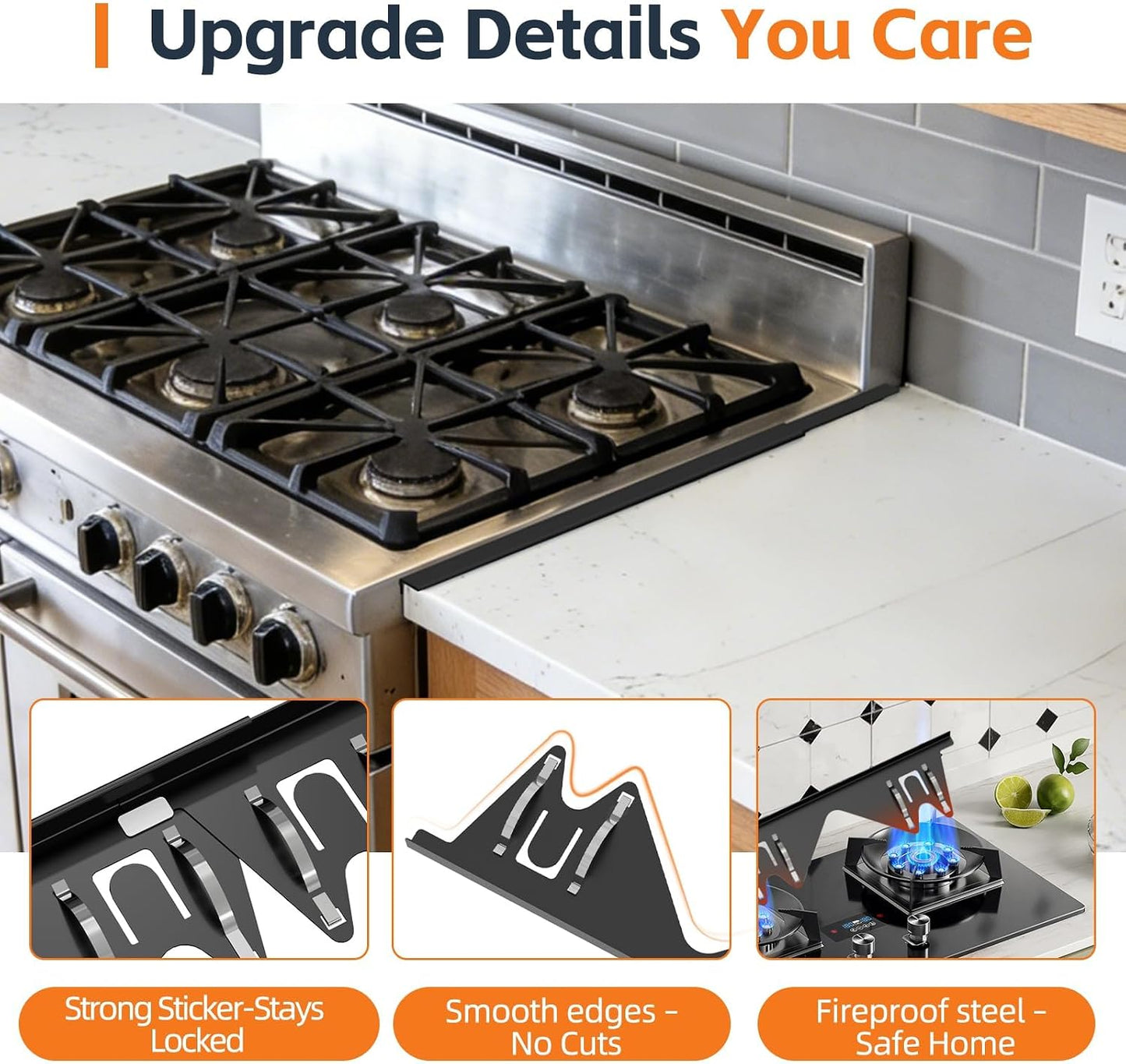Stove Gap Covers with Spring Clip,2 PCS Stainless Steel Oven Gap Filler | Adjustable Length 13.8"-27.5",Heat Resistant, Easy to Clean