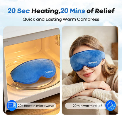 Warm Compress for Eyes - Removable Microwavable Eye Mask with Moist Heat for Dry Eyes, Blepharitis & MGD, Chalazion, Remove Styes, Sinus Relief, Eye Heating Pad, Gift for Women Men