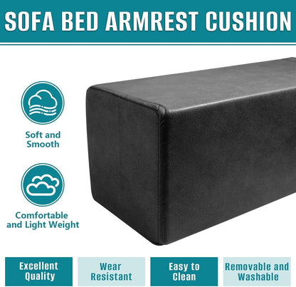 2 Pack Couch Arm Rest Pillow, 6''x6''x20'' Faux Leather Waterproof Cover, High Density Foam Armrest Cushion, Removable & Washable Elbow Support for Sofa, Bed, and Armchair (Medium Grey)