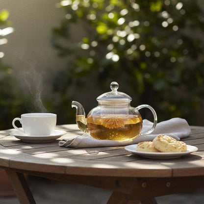 Glass Teapot with Removable Infuser – Stovetop & Microwave Safe Tea Maker – Loose Leaf Tea Brewer with 2 Blooming Teas – Heat Resistant Borosilicate 2-in-1 Tea Kettle & Tea Pot