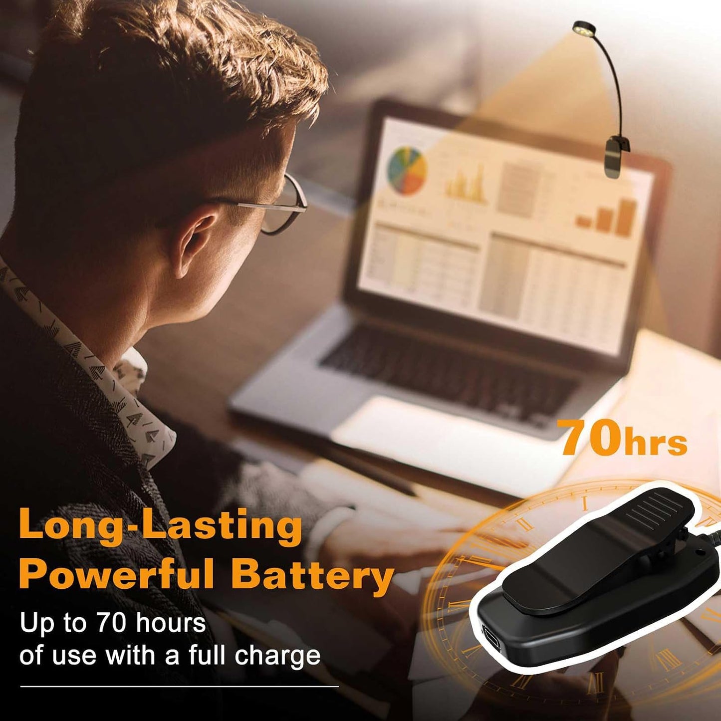KTEBO 2 Pack Rechargeable Book Light Clip-On Reading Light for Books in Bed | 9 eye-friendly modes from 3 color temperatures and 3 brightness, USB-C up to 30 hrs - Black & Black