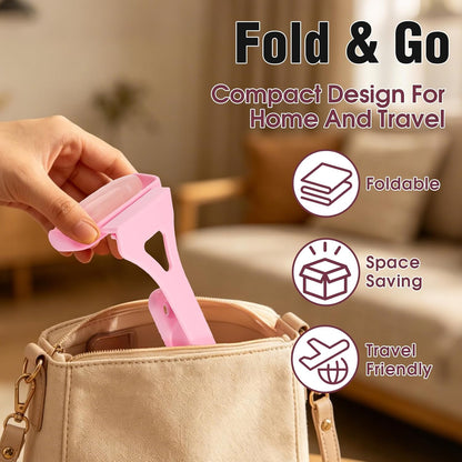 Foldable Manual Leg Massage Rollers for Neck Back, Back Massage Rollers | Women Leg Massager Roller, 3Rollers with Storage bag, Dual Hot and Cold Use Body Roller for Facial, Sturdy and Portable Pink
