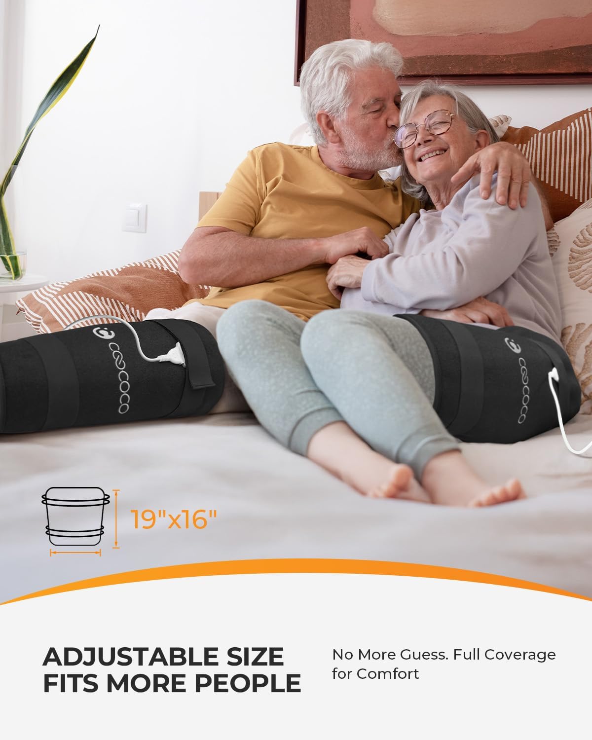 CooCoCo FSA Eligible HSA Hip Heating Pad for Hip and Sciatica Pain Relief | Heated hip brace, 6 heat levels, 4 timers, adjustable wearable fit, soft plush lining for hip, thigh, buttock and lower back
