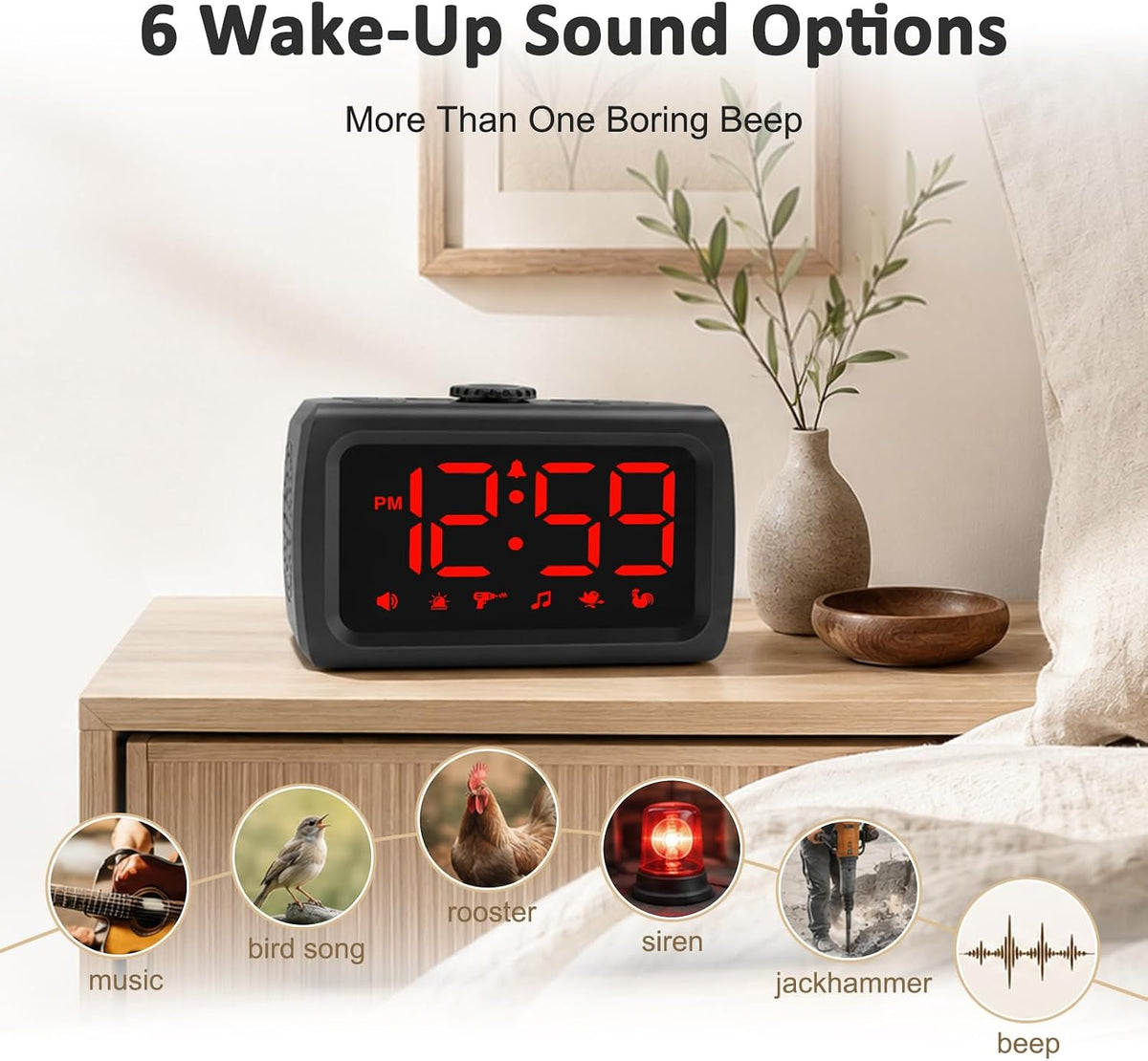 Peakeep 115dB Super Loud Alarm Clock for Heavy Sleepers Adults Teens