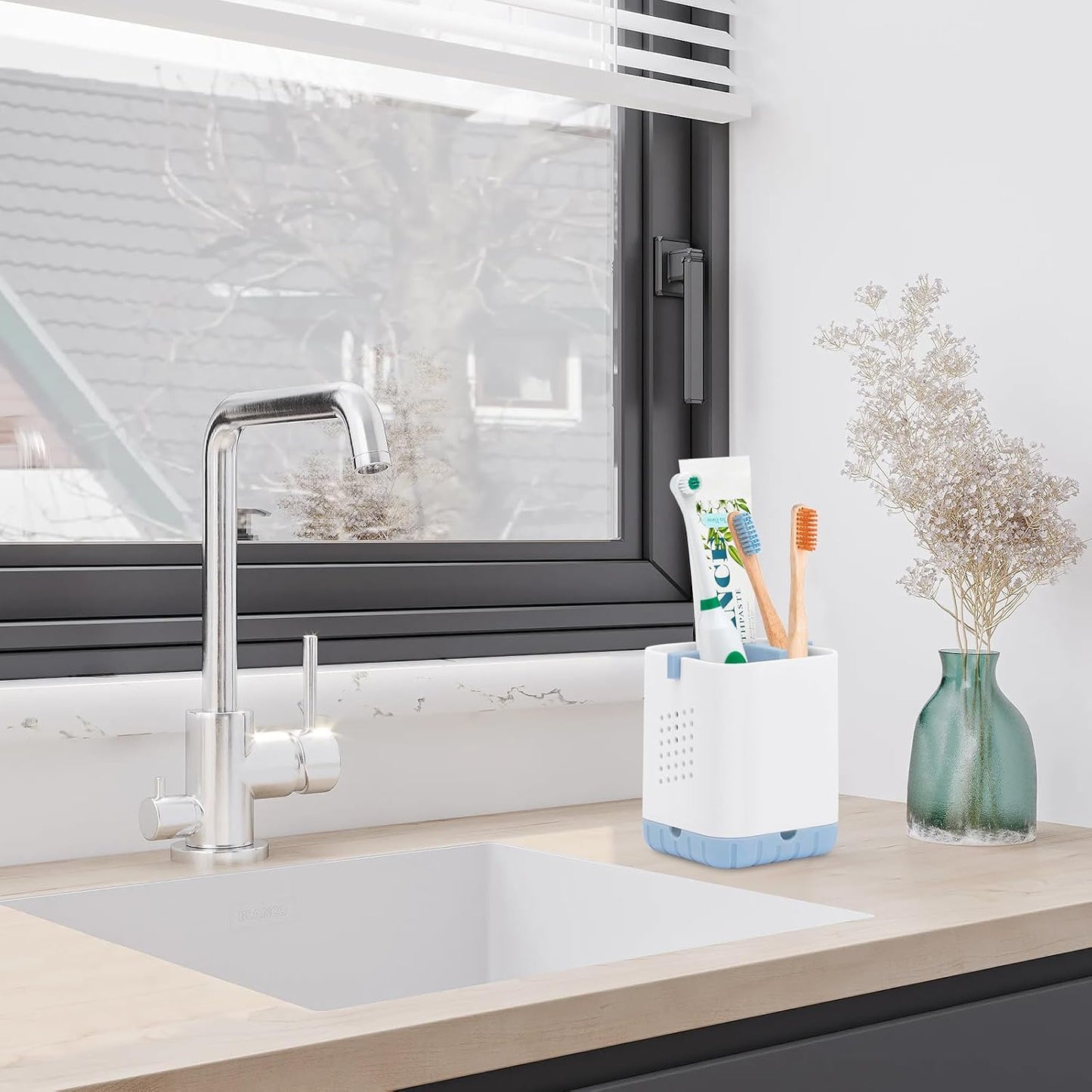 Boperzi Toothbrush Holders, Kids Toothbrush Holder with Drainage, Detachable Anti-Slip Electric Toothbrush Holder, Toothpaste Organizer Storage Caddy for Bathroom Countertop, Shower, Kitchen, Vanity