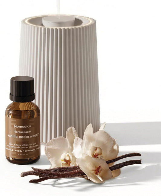 Homedics Waterless Essential Oil Diffuser with 15ml Vanilla Cedarwood Oil
