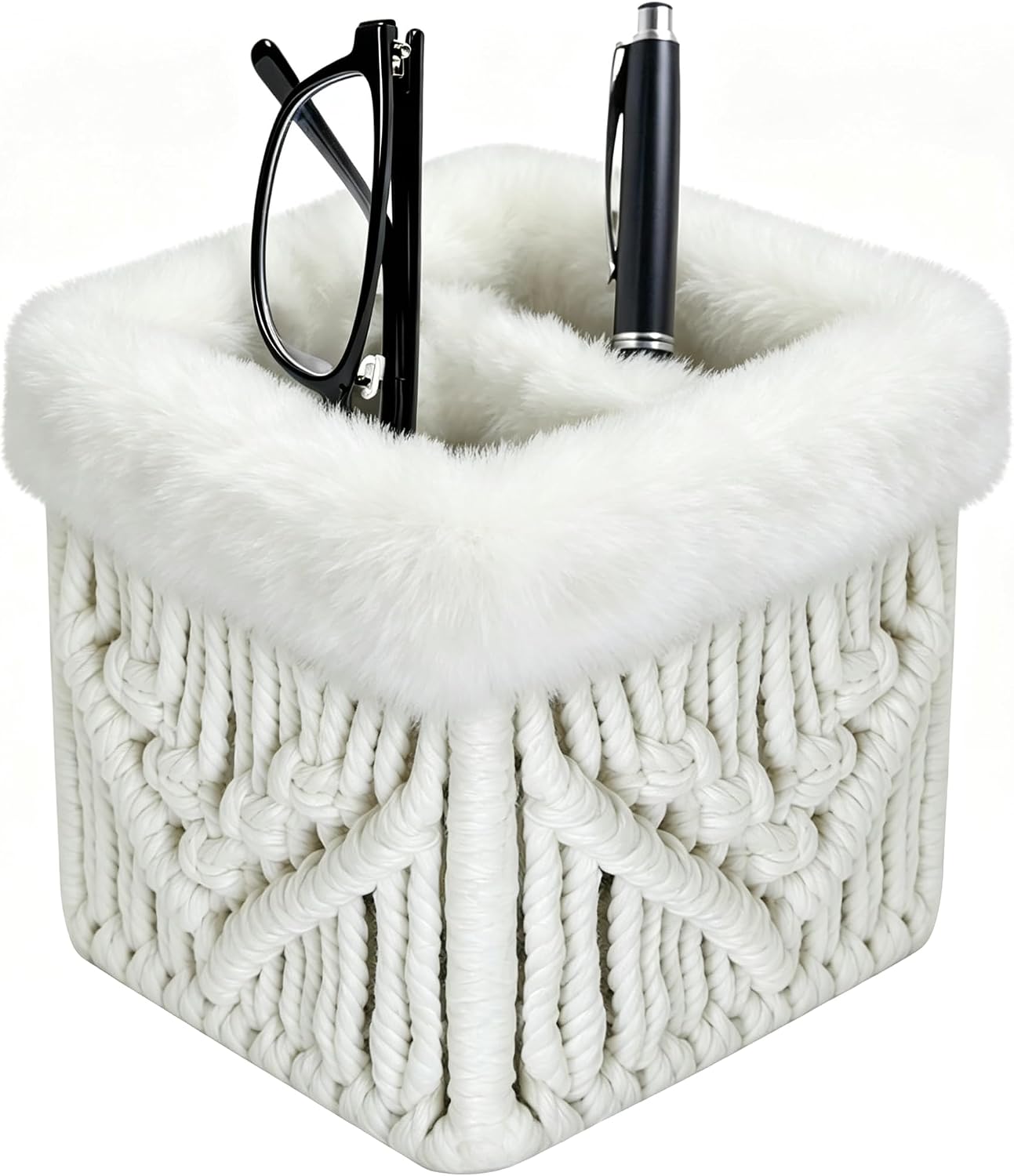 Plush Lined Glasses Eyeglass Holder Stand for Nightstand | Anti-scratch Glasses Stand Case,Cotton Rope Eyeglasses Holder, Storage Organizer for Office Desk