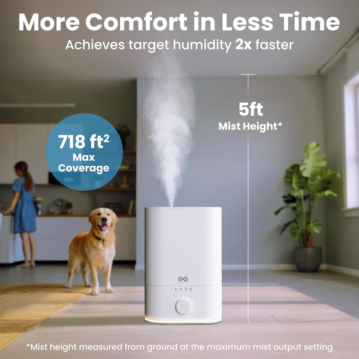 Everlasting Comfort 2.5L Top Fill Humidifier for Bedroom – 28dB Ultra-Quiet, Easy to Fill & Clean, 24HR Runtime, Night Light, Timer, Ultrasonic Cool Mist, Auto Shut-Off for Indoor Use