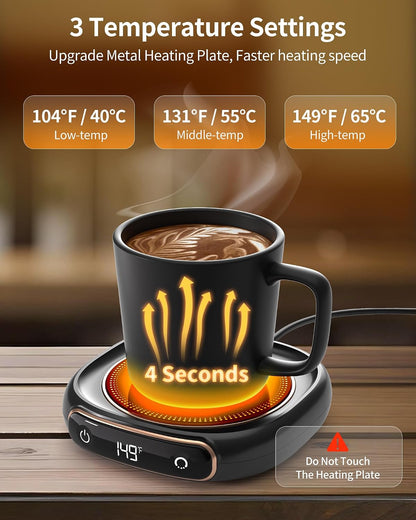 Lerat Coffee Mug Warmer, 3 Temp Settings & Auto Shut Off, Mug Warmer for Desk, Electric Beverage Warmer for Coffee/Tea/Milk in Your Home & Office, Coffee Gifts for Women Men Parents (No Cup)