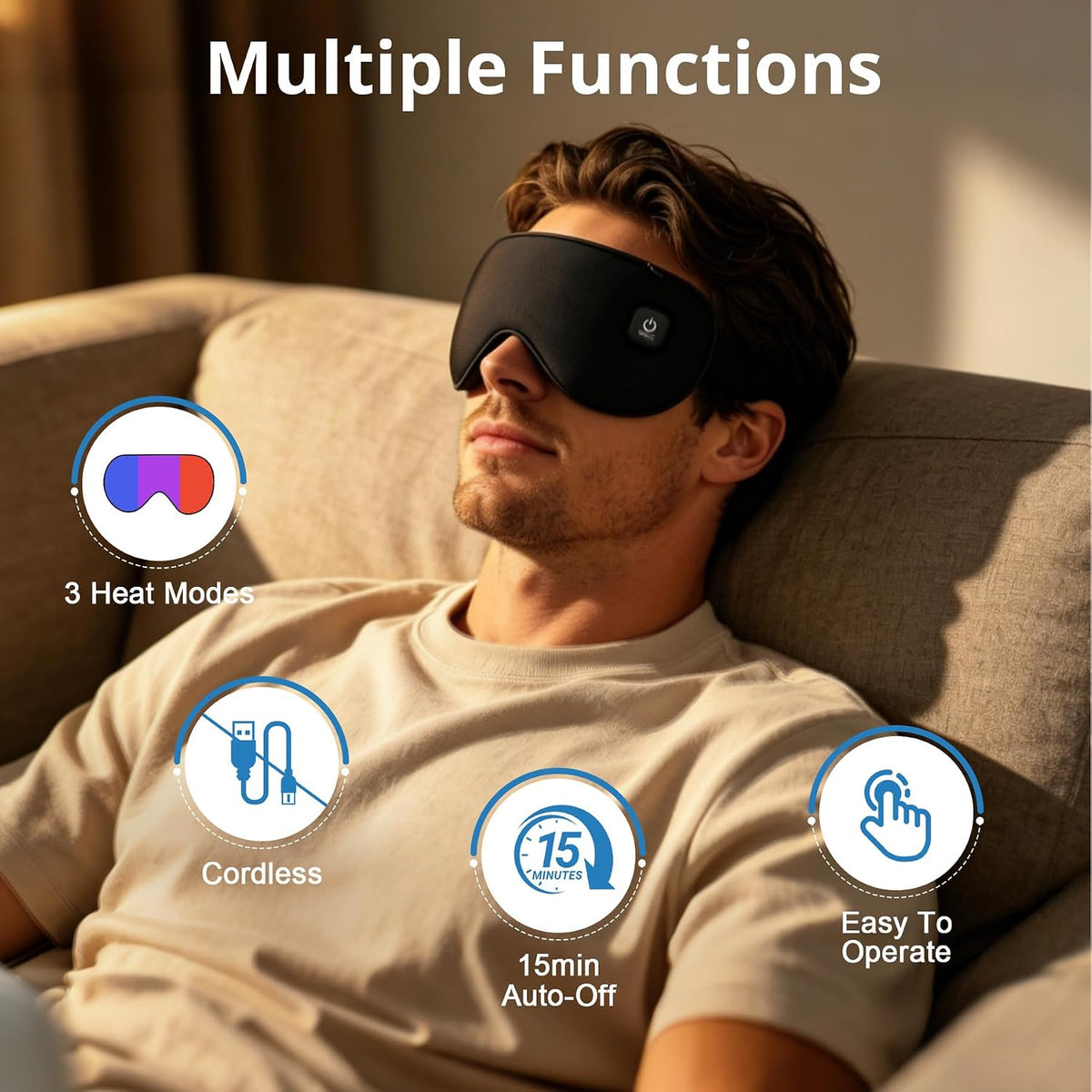 Heated Eye Mask for Dry Eyes, Cordless Warm Eye Compress, Heat and Cooling