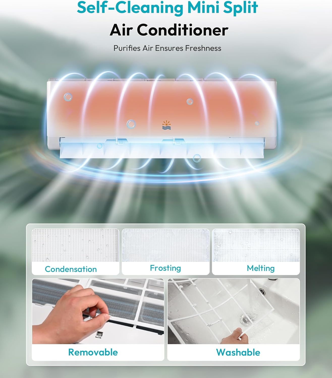Rellytech Mini Split AC/Heating System - 9000 BTU Mini Split AC Inverter Heating and Cooling, 19 SEER2 115V/110V Energy Efficient Ductless Air Conditioner Up to 550sq.ft, Pre-charged System