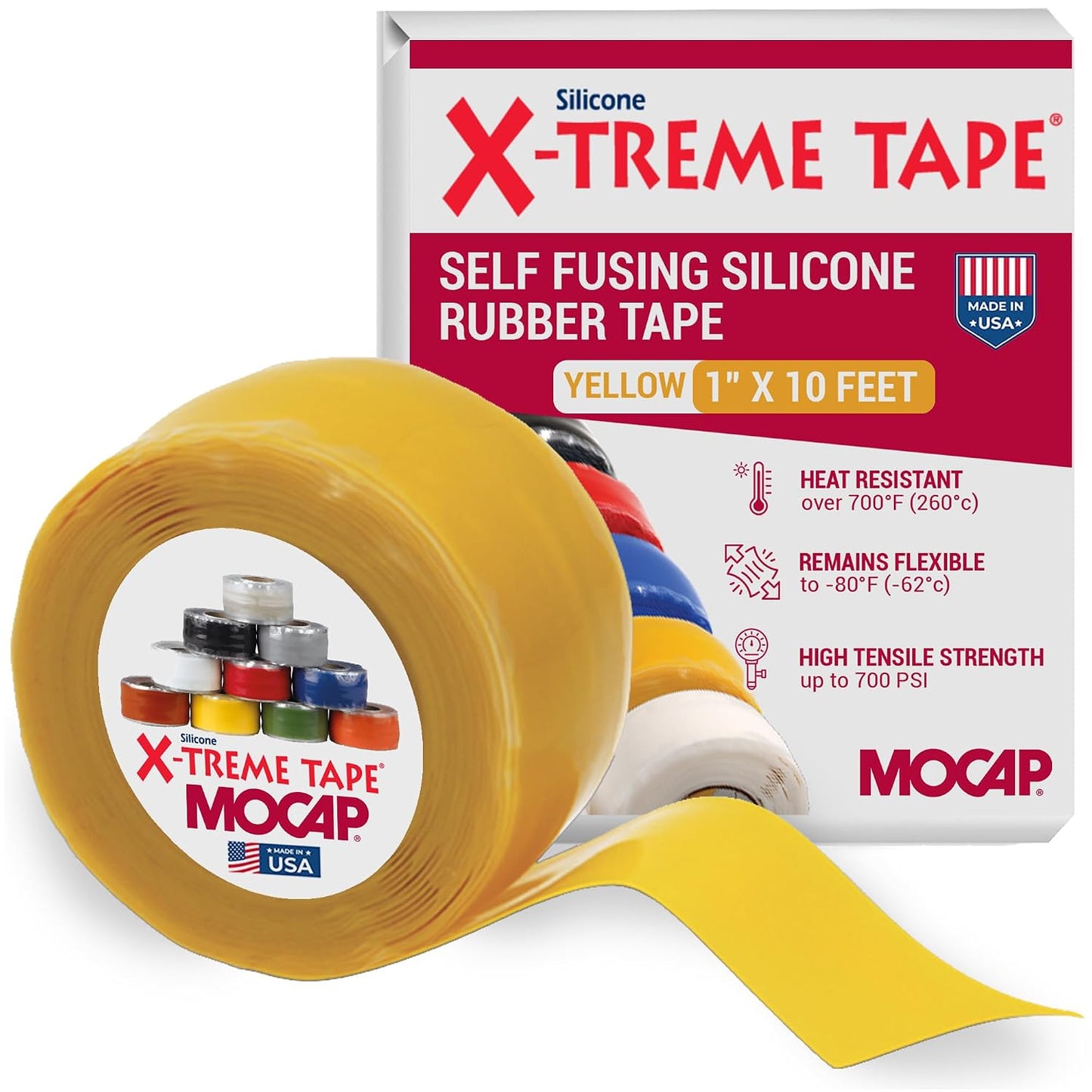 X-Treme Tape Self Fusing Silicone Tape - 1" x 10 Ft Roll - White | Heavy Duty Rubber Electrical Tape, Waterproof, For Automotive, Hose, Pipe, Outdoor & Emergency Repairs, Insulating, Flexible