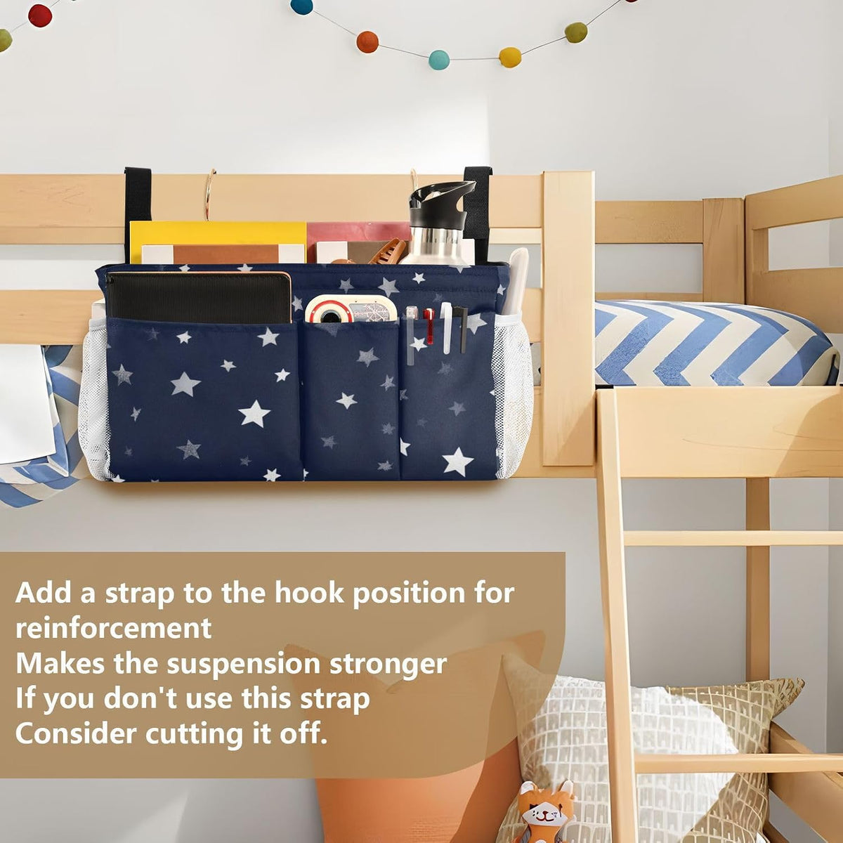 Bedside Caddy Hanging Bunk Bed Caddy Bed Organizer Hanging Pocket with 2 Hooks Bedside Storage Organizer Pocket Bag Holder Checkered Light Green - Colors B