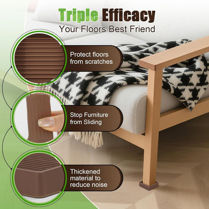 xxxHOLIC Rubber Non Slip Furniture Pads, 2" Black Round, Set of 4 | Furniture Grippers for Hardwood Floors, Anti Skid Caster Cups, Bed Frame & Couch Stoppers, Floor Protectors for Heavy Duty