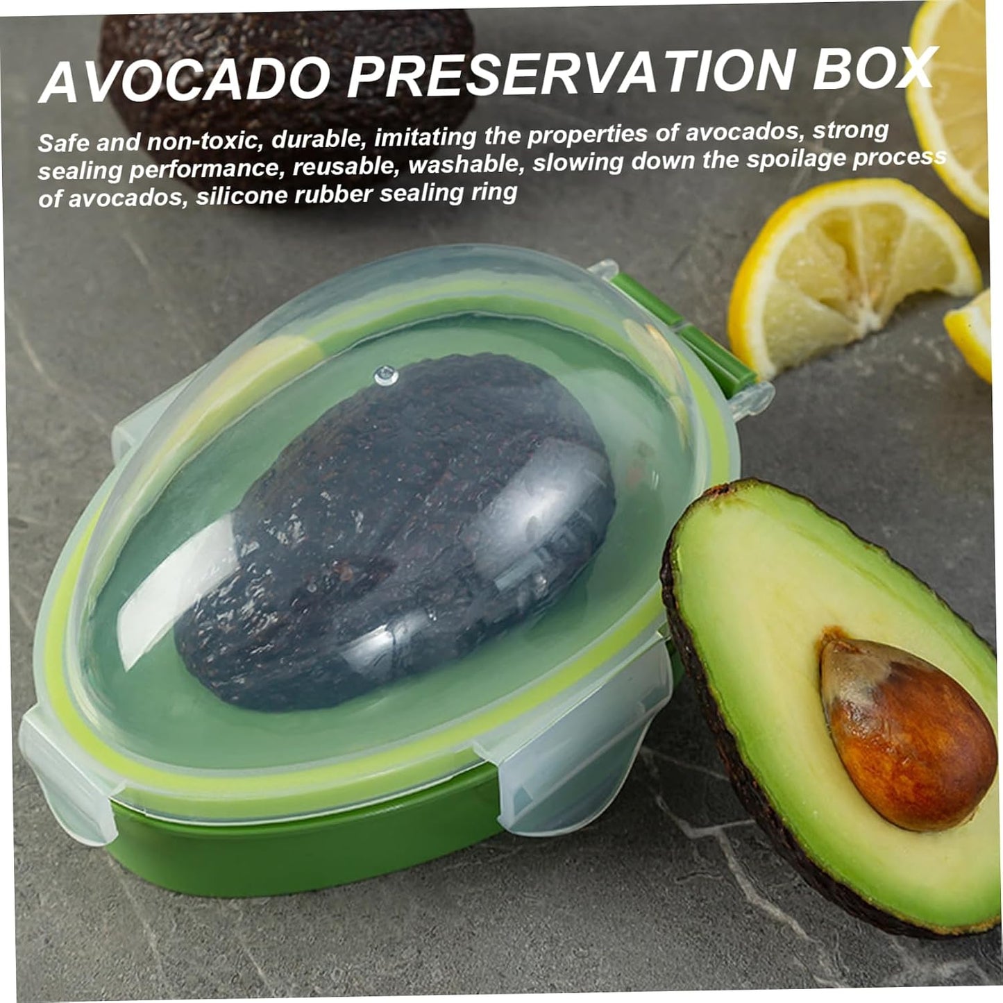 2Pcs Avocado Saver for Fridge, Reusable Avocado Container, Sealable & Visible Silicone Food Storage Containers for Kitchen Saver