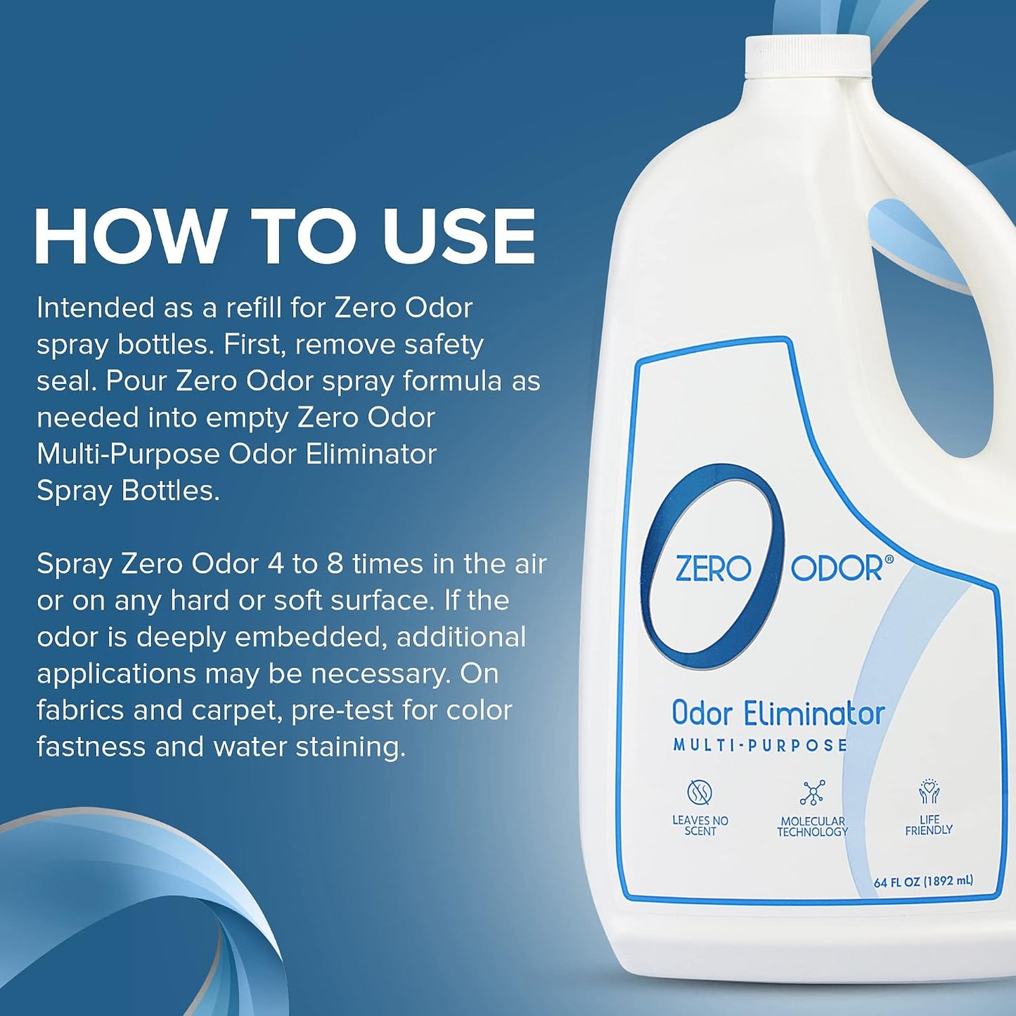 Zero Odor Multi-Purpose Odor Eliminator, Fabric & Room Deodorizer, 16 oz | Odor Eliminator Spray for Closet, Bathroom, Basement, Trash & Upholstery, Air and Surface use